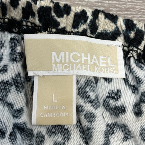 NWOT MICHAEL Michael Kors Short Sleeve Off The Shoulder Leopard Print Blouse L - Picture 9 of 13